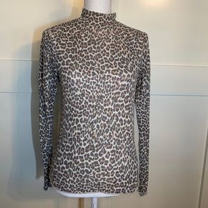 Cheetah long sleeve mock turtleneck